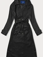 Dámský dvouřadý kabát z ekologické kůže Ann Gissy černý (AG6-30)