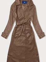 Dámský dvouřadový klasický kožený kabát Ann Gissy camel (AG6-30)