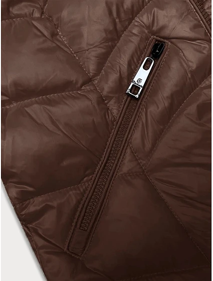 Prošívaná dámská bunda ve velbloudí barvě s kapucí pro přechodné období model 21247225 - Glakate