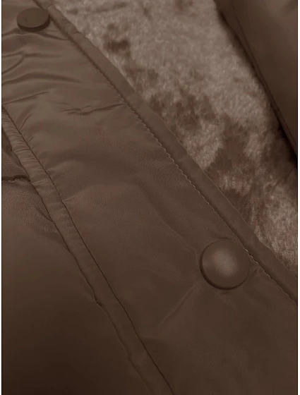 Dlouhá zimní bunda ve velbloudí barvě s kapucí model 21247377 - MELYA MELODY