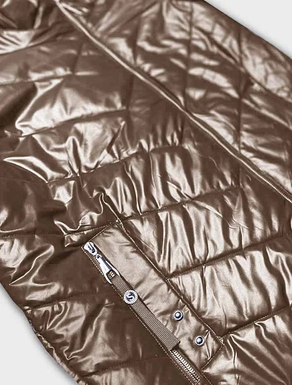 Tmavě béžová dámská bunda s asymetrickým zipem model 19422325 - S'WEST