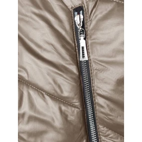 Dámská bunda v barvě cappuccino s ozdobnou kapucí (B8227-12)