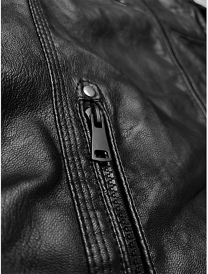 Černá pánská bunda z ekologické kůže model 19576653 - J.STYLE