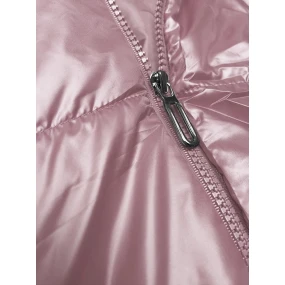 Růžová péřová vesta s odepínací kapucí (B8247-81)