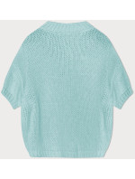 Světle modrý volný dámský svetr s krátkými rukávy (760ART)