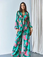 Souprava halenky a širokých kalhot zelená (8175)