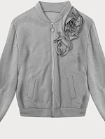 Pletená mikina s růžemi šedá (16023)