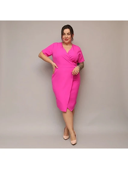 Dámské  šaty ve fuchsijové barvě v délce ke kolenům model 20070158 - Moon