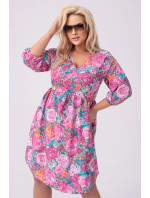 Růžovo-zelené dámské letní květované šaty (8276)