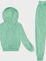 Dámská tepláková souprava z mátového veluru s kapucí (8C1175-139)
