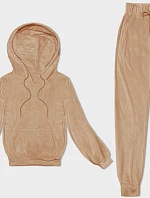 Dámská velurová tepláková souprava s kapucí nude (8C1175-160)