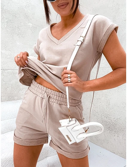 Béžový dámský letní bavlněný komplet model 20114368 - Moon