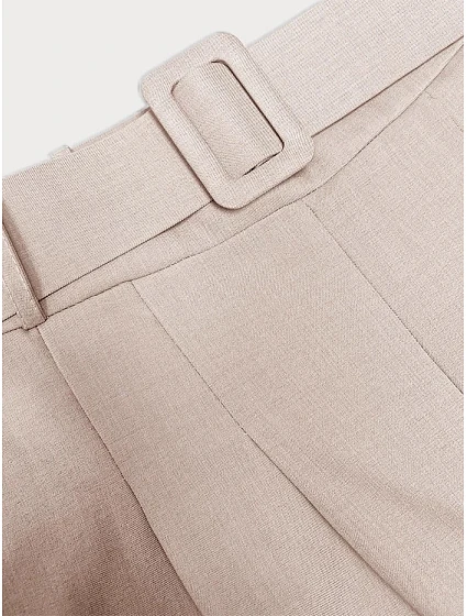 Světle béžové elegantní dámské kalhoty s opaskem model 20185243 - MADE IN ITALY