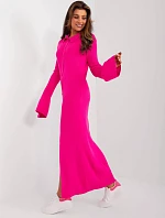 Knoflíkové maxi šaty růžové fluo (7000)