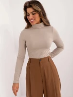 Béžová bavlněná dámská halenka s rolákem (M02527B)