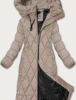 Dámská dlouhá zimní bunda s kapucí Libland béžová (7832)