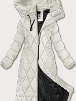 Dámská dlouhá zimní bunda s kapucí Libland ecru (7832)