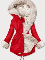 Světle červená parka s kožešinovou podšívkou (5M763-270)
