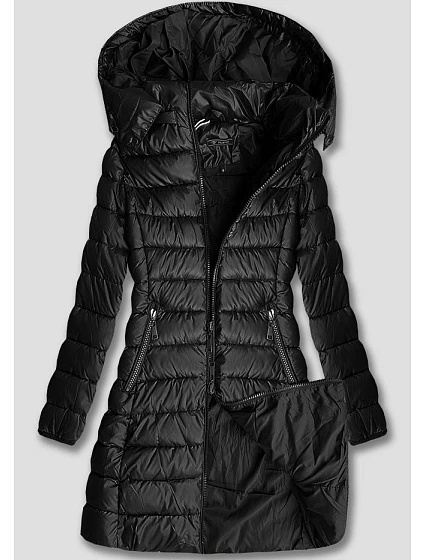 Pikowana przejściowa kurtka damska z kapturem czarna model 20757897 - W COLLECTION Pikowana przejściowa kurtka damska z kapturem czarna model 20757897 - W COLLECTION