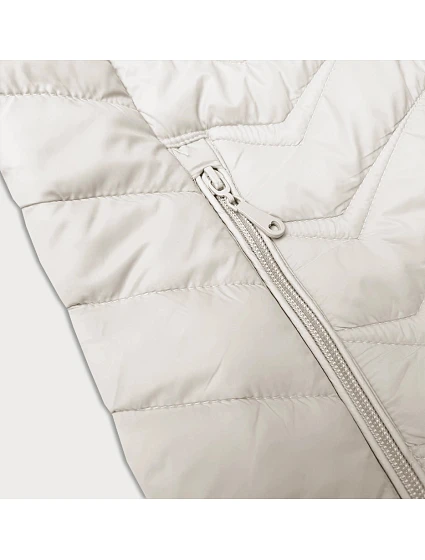 Dámská prošívaná bunda v barvě ecru s kapucí model 21001836 - J.STYLE