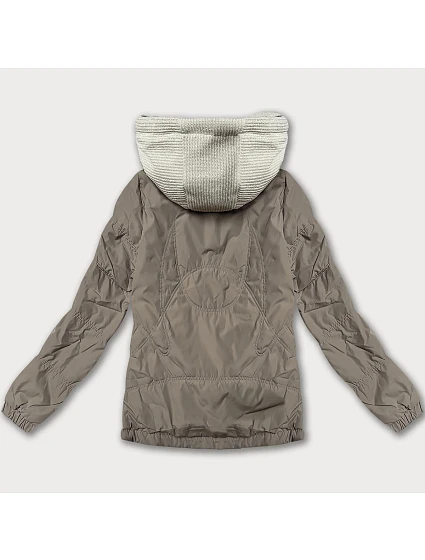 Tmavě béžová dámská bunda s ozdobnou kapucí Miss model 21043952 - Miss TiTi