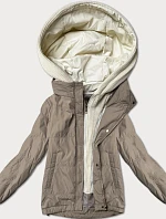 Dámská bunda s ozdobnou kapucí Miss TiTi tmavě béžová (3295)