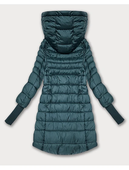 Zelená dámská bunda pro přechodné období s stahovacími lemy model 21389950 - FLY MODA