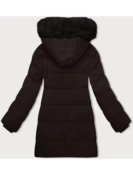 Dámská zimní bunda v čokoládové barvě s kapucí model 21439668 - J.STYLE
