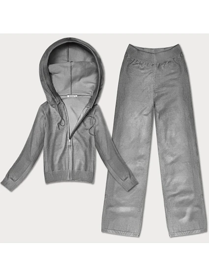 Šedý úpletový dvoudílný komplet mikina a kalhoty model 21466524 - ROMEE'S Šedý úpletový dvoudílný komplet mikina a kalhoty model 21466524 - ROMEE'S