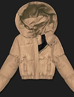 Krátká zimní bunda J Style tmavě béžová matná (5M3360-84)