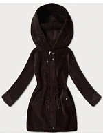 Vlněná bunda typu alpaka v čokoládové barvě s kapucí model 21482441 - MHM Vlněná bunda typu alpaka v čokoládové barvě s kapucí model 21482441 - MHM
