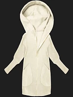 Bunda z alpaky s kapucí ecru (19905.1)