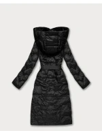 Černý prošívaný kabát s páskem Libland (LD-7806) Černý prošívaný kabát s páskem Libland (LD-7806)