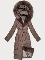 Dámská zimní bunda s kožešinou S'West hnědá (B8525-48)
