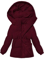 Dámská zimní bunda s kapucí bordó (5M3169-1)