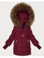 Dámská zimní bunda ve vínové bordó barvě s stahovacími lemy model 21779090 - HAPPY HOUSE Dámská zimní bunda ve vínové bordó barvě s stahovacími lemy model 21779090 - HAPPY HOUSE