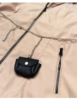 Damska kurtka z łańcuszkiem Goodlookin beżowa (KK6021-2) Damska kurtka z łańcuszkiem Goodlookin beżowa (KK6021-2)