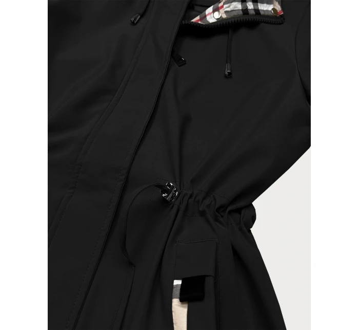 Damska kurtka z wykończeniem w kratkę Goodlookin czarna (KK60411-1#) Damska kurtka z wykończeniem w kratkę Goodlookin czarna (KK60411-1#)