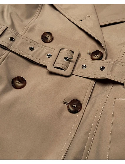Płaszcz damski typu z paskiem Goodlookin ciemny beżowy model 21935915 - HAPPY HOUSE