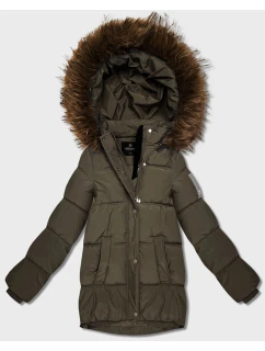 Péřová bunda v barvě khaki s kapucí (KK60610)