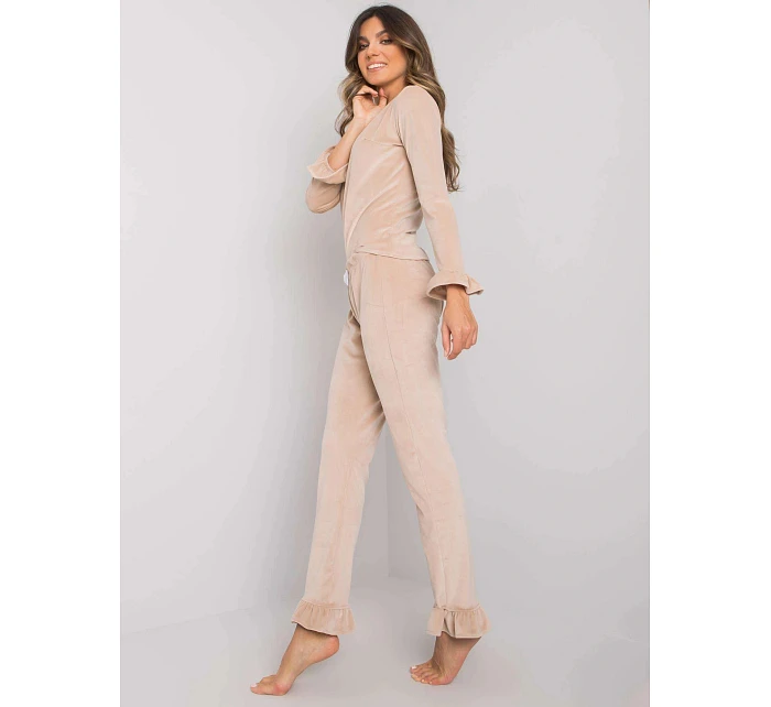 Damska piżama z długim rękawem welur Goodlookin beżowa (7394) Damska piżama z długim rękawem welur Goodlookin beżowa (7394)