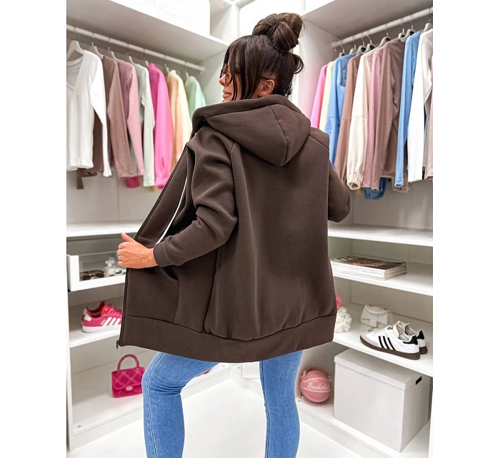 Gruba rozpinana bluza damska Goodlookin czekoladowa (551) Gruba rozpinana bluza damska Goodlookin czekoladowa (551)