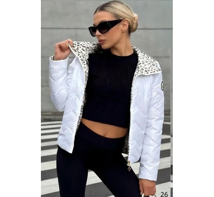 Bílá prošívaná oboustranná bunda Goodlookin se stojáčkem (B8579-26) Bílá prošívaná oboustranná bunda Goodlookin se stojáčkem (B8579-26)