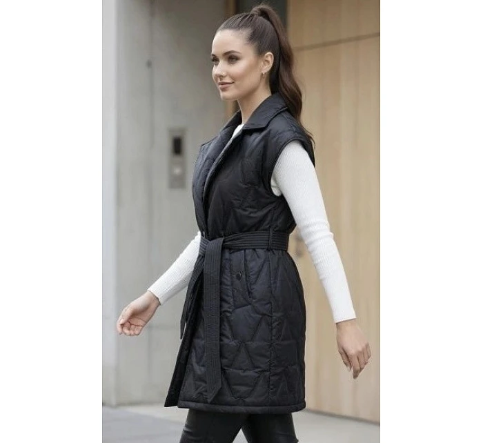 Prošívaná vesta Goodlookin s páskem černá (B8603-1) Prošívaná vesta Goodlookin s páskem černá (B8603-1)