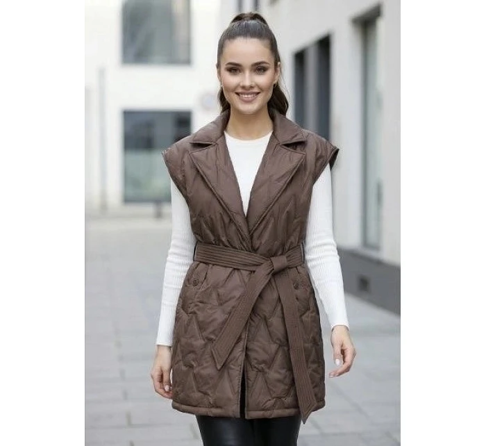 Čokoládová prošívaná vesta Goodlookin s páskem (B8603-14) Čokoládová prošívaná vesta Goodlookin s páskem (B8603-14)