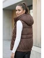 Dámská péřová bunda bez rukávů s kapucí Goodlookin chocolate (B8600-14)