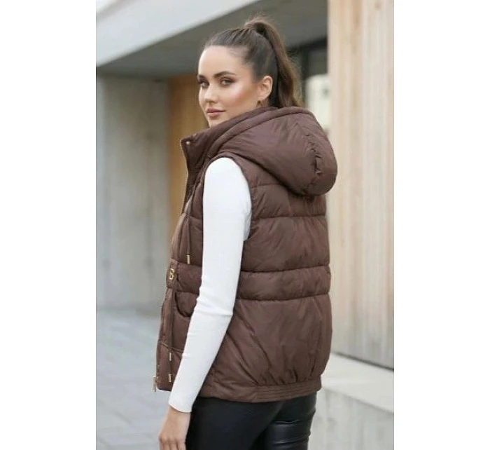 Dámská péřová bunda bez rukávů s kapucí Goodlookin chocolate (B8600-14) Dámská péřová bunda bez rukávů s kapucí Goodlookin chocolate (B8600-14)
