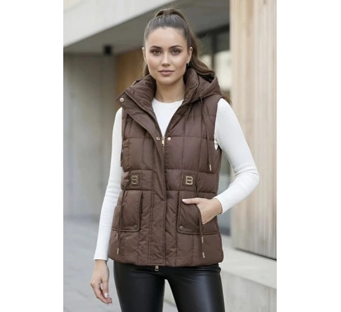 Dámská péřová bunda bez rukávů s kapucí Goodlookin chocolate (B8600-14) Dámská péřová bunda bez rukávů s kapucí Goodlookin chocolate (B8600-14)