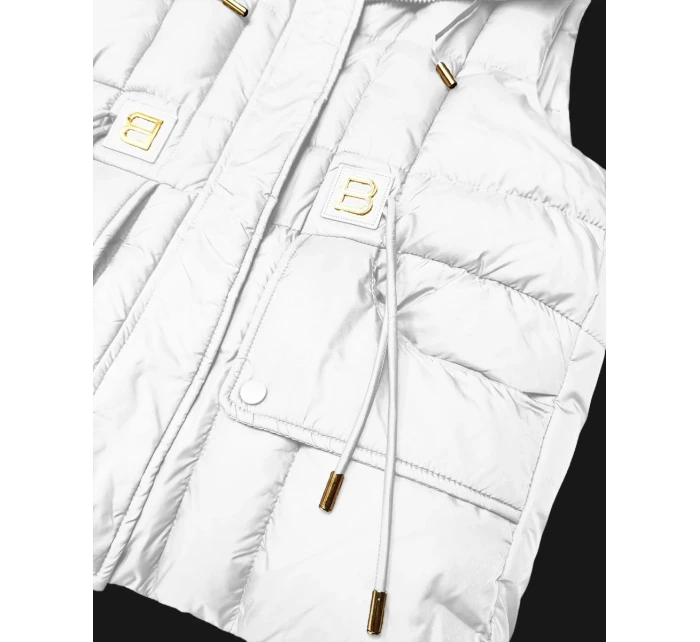 Puchowy bezrękawnik damski z kapturem Goodlookin biały (B8600-26) Puchowy bezrękawnik damski z kapturem Goodlookin biały (B8600-26)