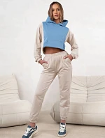 Dámská dvoubarevná tepláková souprava v modré a béžové barvě (554)